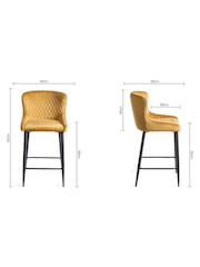 Bentley Designs Set of 2 Mustard Yellow Cezanne Velvet Fabric Bar Stools - Image 4 of 4