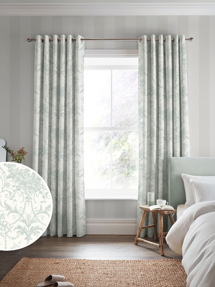 Laura Ashley Duckegg Tuileries Made To Measure 100% Cotton Curtains - Image 1 of 9