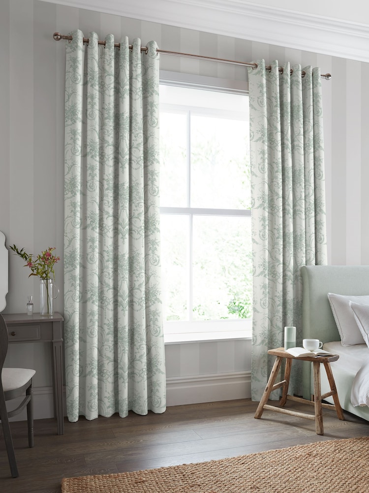 Laura Ashley Duckegg Tuileries Made To Measure 100% Cotton Curtains - Image 2 of 9