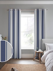 Laura Ashley Midnight 100% Cotton Tiverton Stripe Made To Measure Curtains - Image 1 of 9