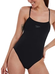 Speedo Black Endurance+ Thinstrap 1 Piece Swimsuit - Image 5 of 10