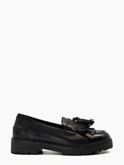 Dune London Black Wide Fit Guardian Kilted Tassel Eva Loafers - Image 1 of 6
