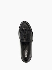 Dune London Black Wide Fit Guardian Kilted Tassel Eva Loafers - Image 3 of 6