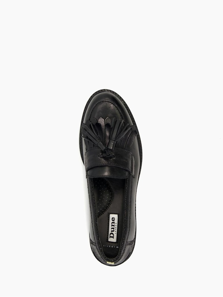 Dune London Black Wide Fit Guardian Kilted Tassel Eva Loafers - Image 3 of 6