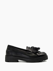 Dune London Black Wide Fit Guardian Kilted Tassel Eva Loafers - Image 4 of 6