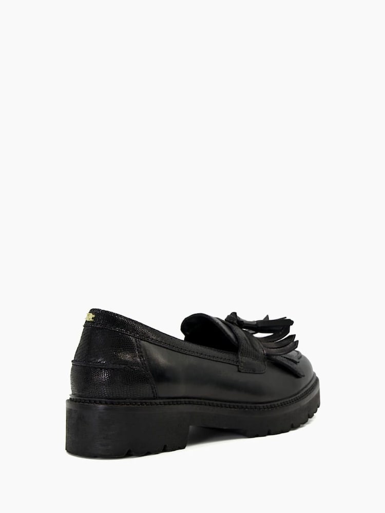Dune London Black Wide Fit Guardian Kilted Tassel Eva Loafers - Image 5 of 6