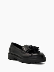 Dune London Black Wide Fit Guardian Kilted Tassel Eva Loafers - Image 6 of 6