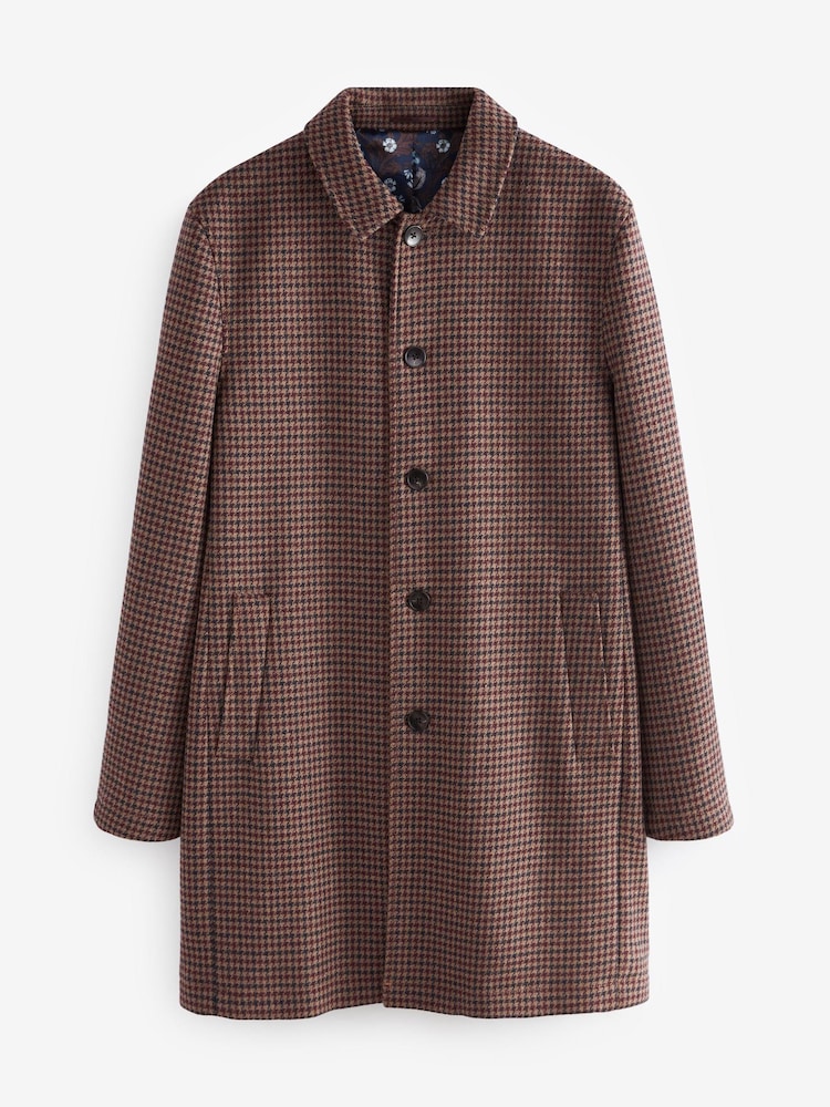 Marron pied de poule - Paletot Signature en laine italienne - Image 5 of 9