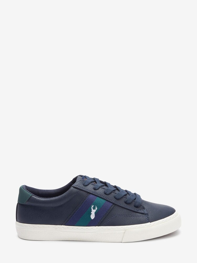 Navy Blue Stripe Stag Trainers - Image 2 of 5