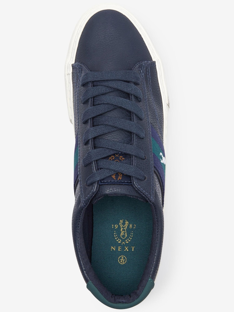 Navy Blue Stripe Stag Trainers - Image 4 of 5