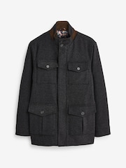 Gris de charbon de bois - Manteau à col cheminée avec quatre poches - Image 1 of 6