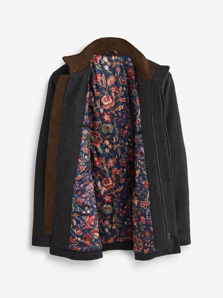 Gris de charbon de bois - Manteau à col cheminée avec quatre poches - Image 2 of 6
