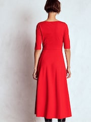 Boden Red Mathilde Tie Waist Ponte Dress - Image 3 of 6