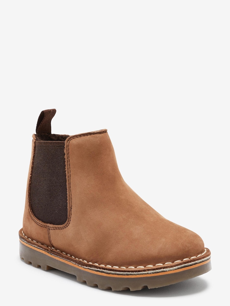 Taupe Brown Wide Fit (G) Warm Lined Leather Chelsea Boots - Image 2 of 3