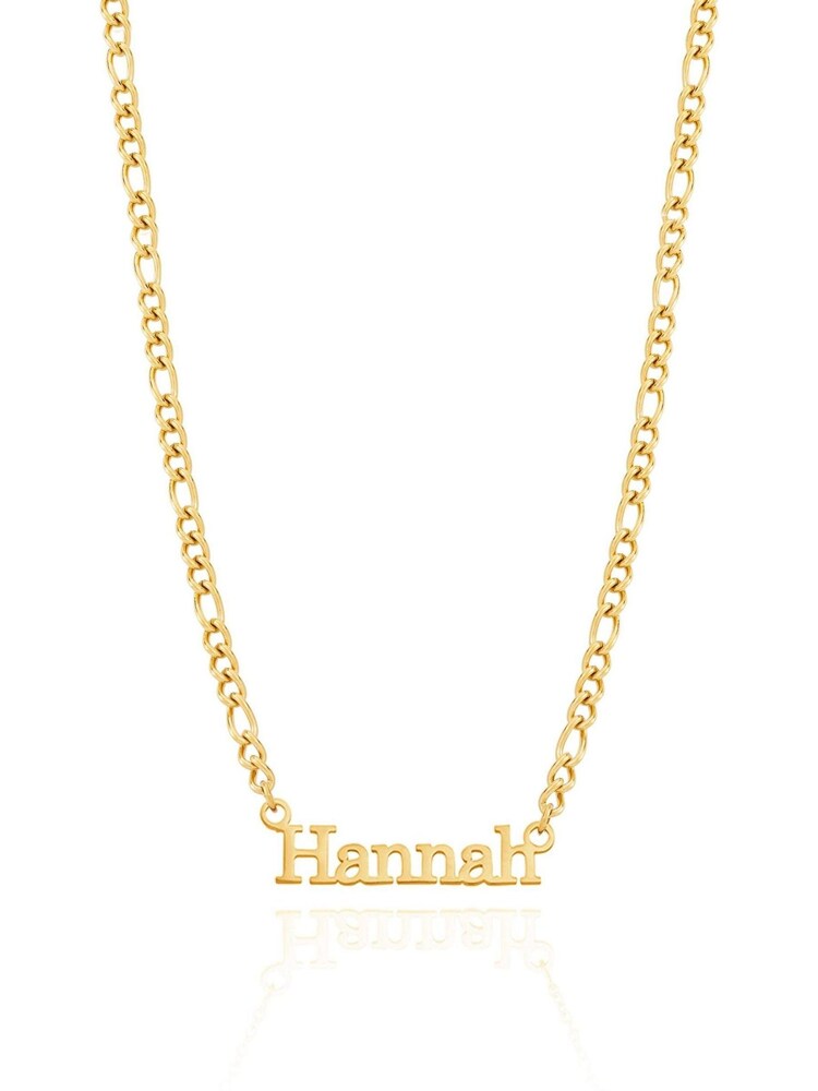 Abbott Lyon Gold Plated Figaro Chain Editorial Personalised Name Necklace - Image 1 of 2