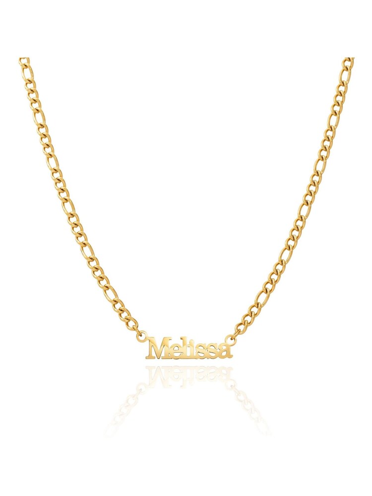 Abbott Lyon Gold Plated Figaro Chain Editorial Personalised Name Necklace - Image 2 of 2