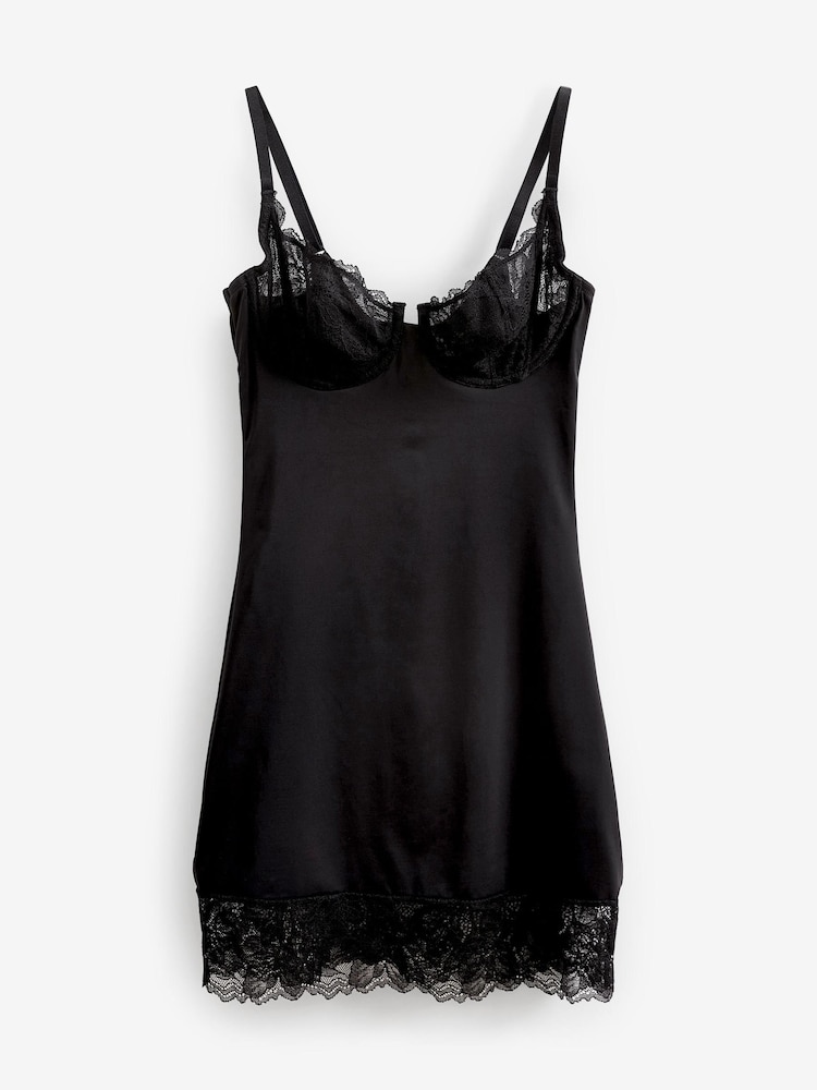 Black Smoothing Control Lace Non Pad Wired Slip - Image 2 of 2