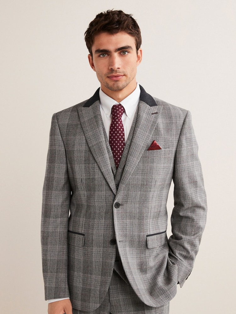 Grey Nova Fides Tailored Fit Check Suit Jacket - Image 1 of 13