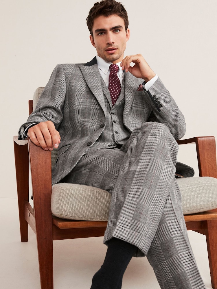 Grey Nova Fides Tailored Fit Check Suit Jacket - Image 2 of 13
