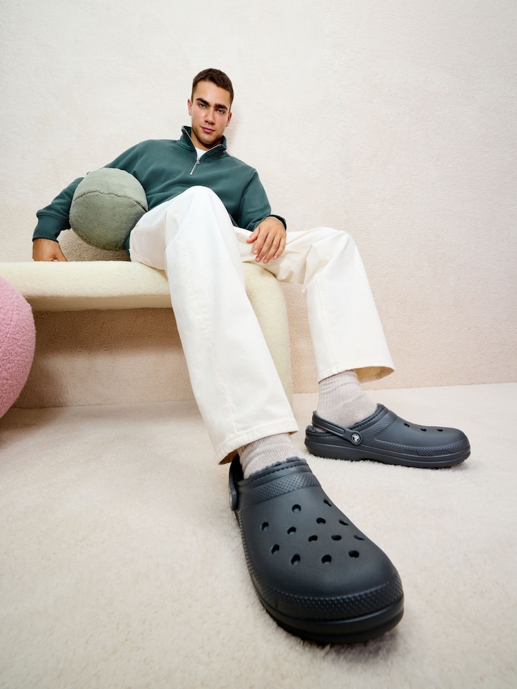 Crocs Black Classic Lined Clogs - Image 6 of 8