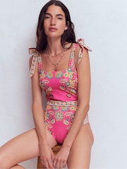 Boden Pink Bow Tie Shoulder Swimsuit - Image 1 of 4
