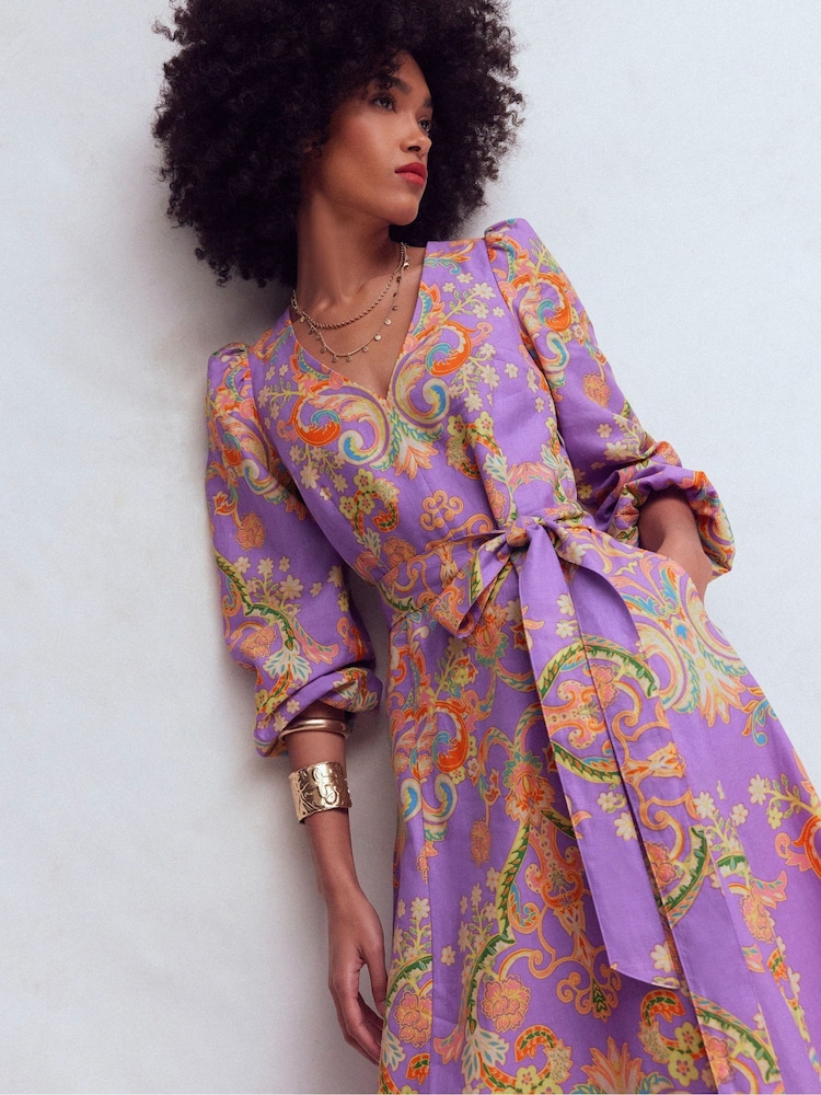 violet linen dress JOIE Midi Dress