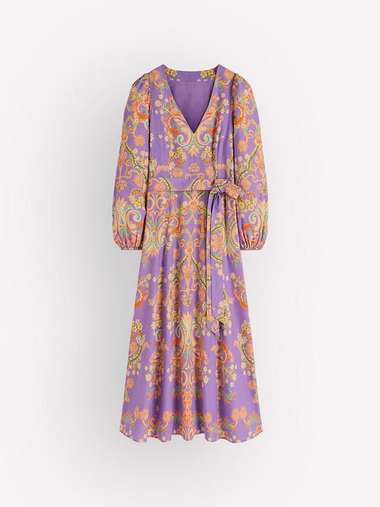Boden Purple Florence Linen Blend Dress - Image 5 of 5 Boden Purple Florence Linen Blend Dress - Image 5 of 5