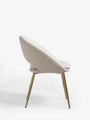 Set of 2 Light Natural Tweedy Plain Hewitt Upholstered Gold Effect Leg Dining Chairs - Image 4 of 8