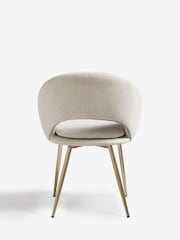 Set of 2 Light Natural Tweedy Plain Hewitt Upholstered Gold Effect Leg Dining Chairs - Image 5 of 8