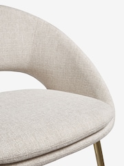 Set of 2 Light Natural Tweedy Plain Hewitt Upholstered Gold Effect Leg Dining Chairs - Image 6 of 8