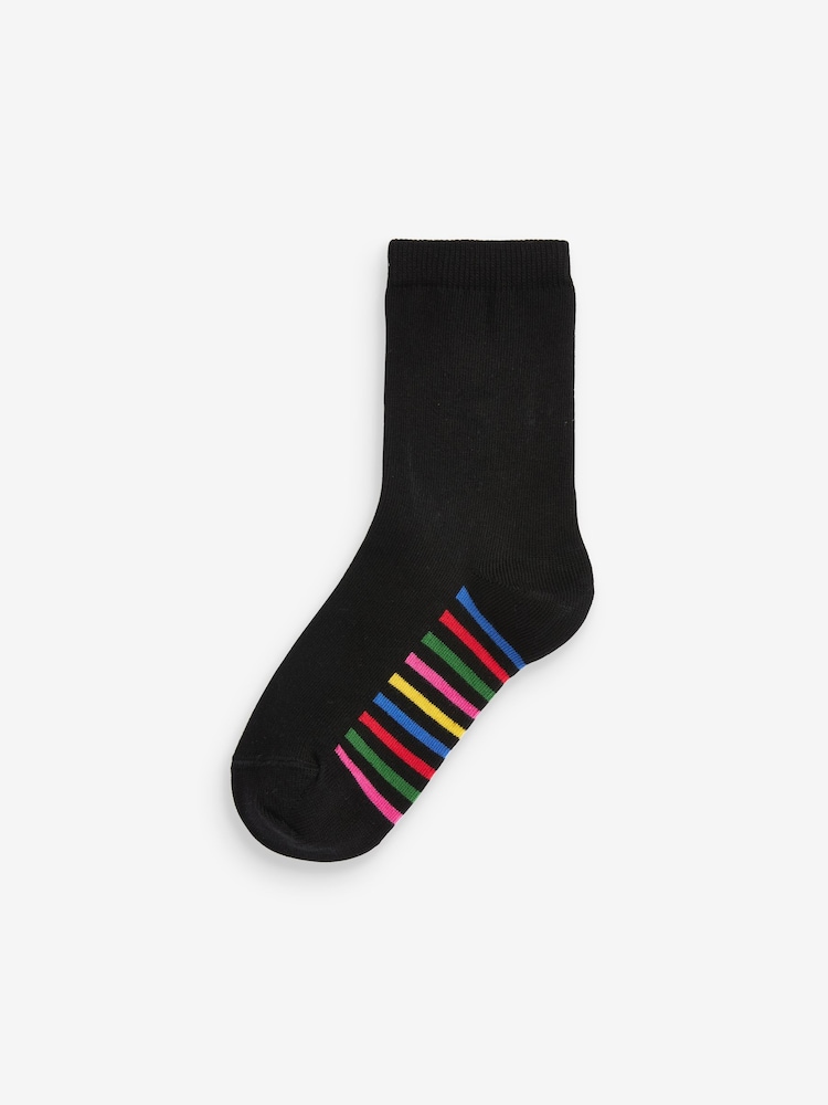Schwarz/Regenbogen - Schulsocken mit hohem Baumwollanteil und Fußbett im 5er-Pack - Bild 2 von 6 Schwarz/Regenbogen - Schulsocken mit hohem Baumwollanteil und Fußbett im 5er-Pack - Bild 2 von 6