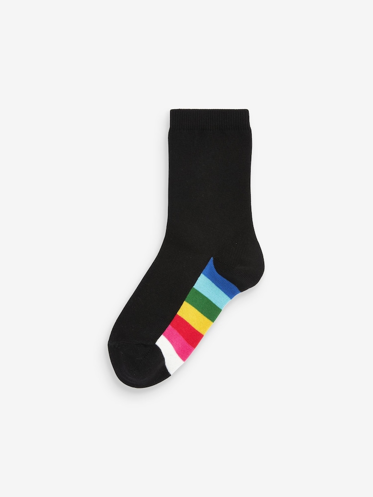 Schwarz/Regenbogen - Schulsocken mit hohem Baumwollanteil und Fußbett im 5er-Pack - Bild 6 von 6 Schwarz/Regenbogen - Schulsocken mit hohem Baumwollanteil und Fußbett im 5er-Pack - Bild 6 von 6
