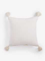 Cream Knitted Tassel Trim Cushion - Image 3 of 5