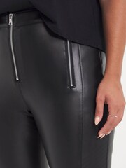 Simply Be Black Faux Leather Biker Leggings - Image 4 of 4