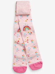 Pink/Blue/Purple 5 Pack Cotton Rich Rainbow Stripe Tights - Image 2 of 7