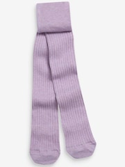 Pink/Blue/Purple 5 Pack Cotton Rich Rainbow Stripe Tights - Image 3 of 7