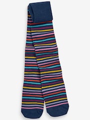 Pink/Blue/Purple 5 Pack Cotton Rich Rainbow Stripe Tights - Image 6 of 7