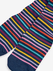 Pink/Blue/Purple 5 Pack Cotton Rich Rainbow Stripe Tights - Image 7 of 7