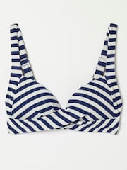 FatFace Blue Breton Twist Front Bikini Top - Image 5 of 5