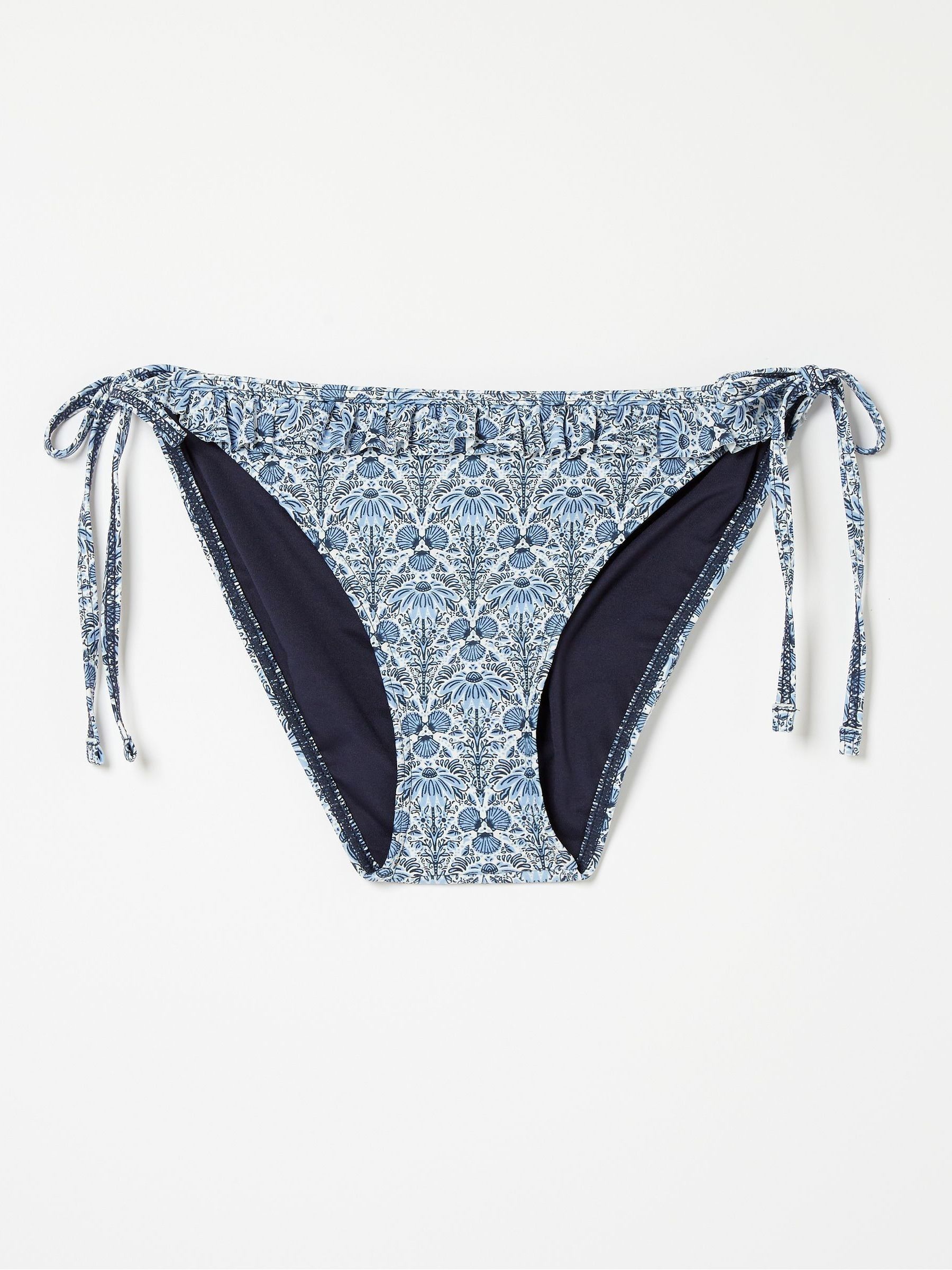 Fatface Sealife Blue Floral Ruffle Bikini Bottoms