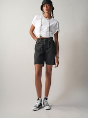 Own. Washed Black Low Rise Baggy Boyfriend Denim Shorts - Image 2 of 7