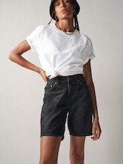 Own. Washed Black Low Rise Baggy Boyfriend Denim Shorts - Image 4 of 7