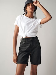 Own. Washed Black Low Rise Baggy Boyfriend Denim Shorts - Image 5 of 7