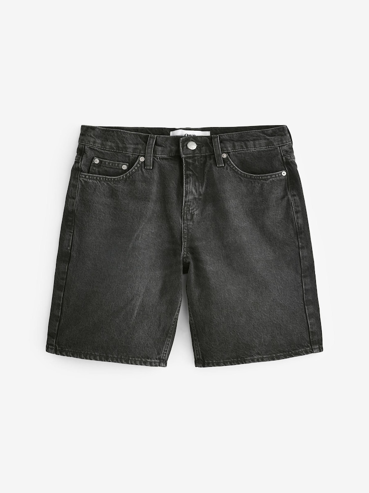 Own. Washed Black Low Rise Baggy Boyfriend Denim Shorts - Image 7 of 7