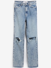 Own. Mid Blue Ripped 90's Straight Leg Jeans - Image 2 of 3
