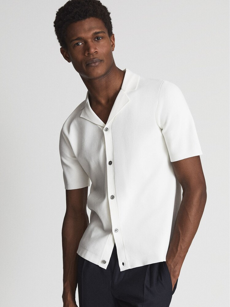 Reiss Ecru Chico Cuban Collar Shirt - Image 1 of 7