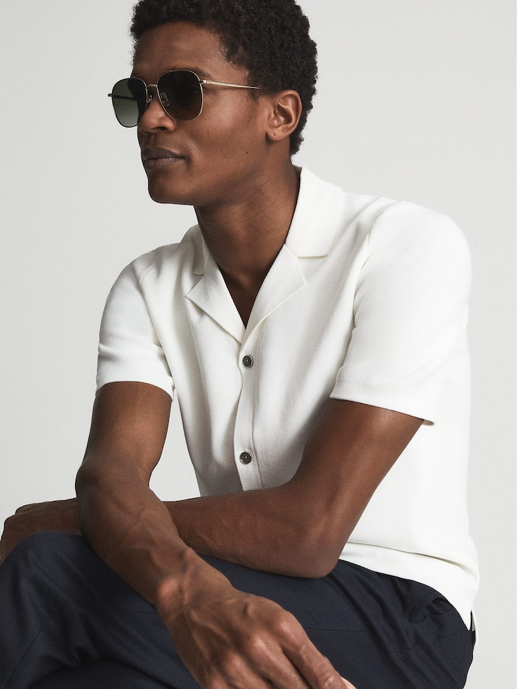 Reiss Ecru Chico Cuban Collar Shirt - Image 7 of 7