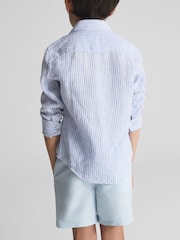 Reiss Soft Blue Wave Plain Drawstring Swim Shorts - Image 5 of 6