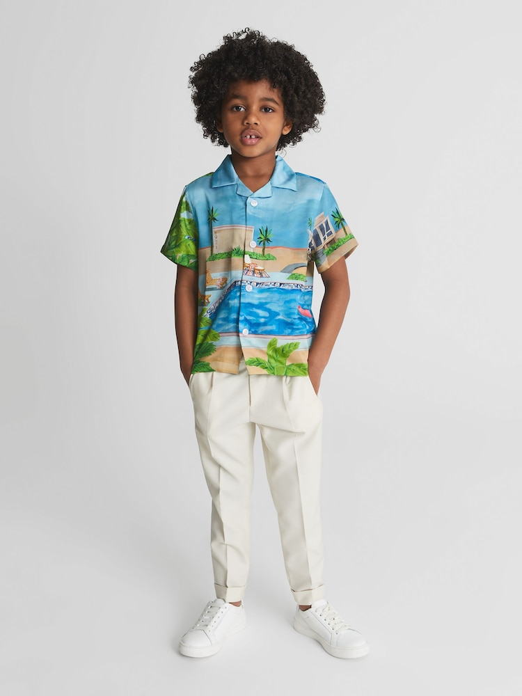 Reiss Multi Retreat Junior Cuban Collar Shirt - Image 1 of 6