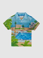 Reiss Multi Retreat Junior Cuban Collar Shirt - Image 5 of 6